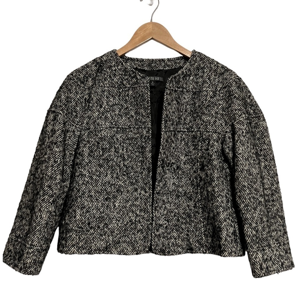 Lafayette 148 New York Black/White/Gray Tweed Blazer Size 10
